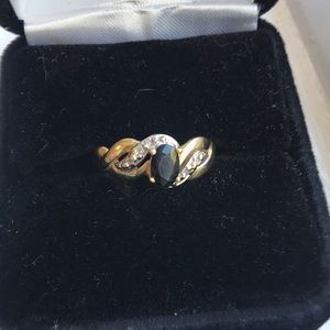 10k Blue Sapphire Diamond ring